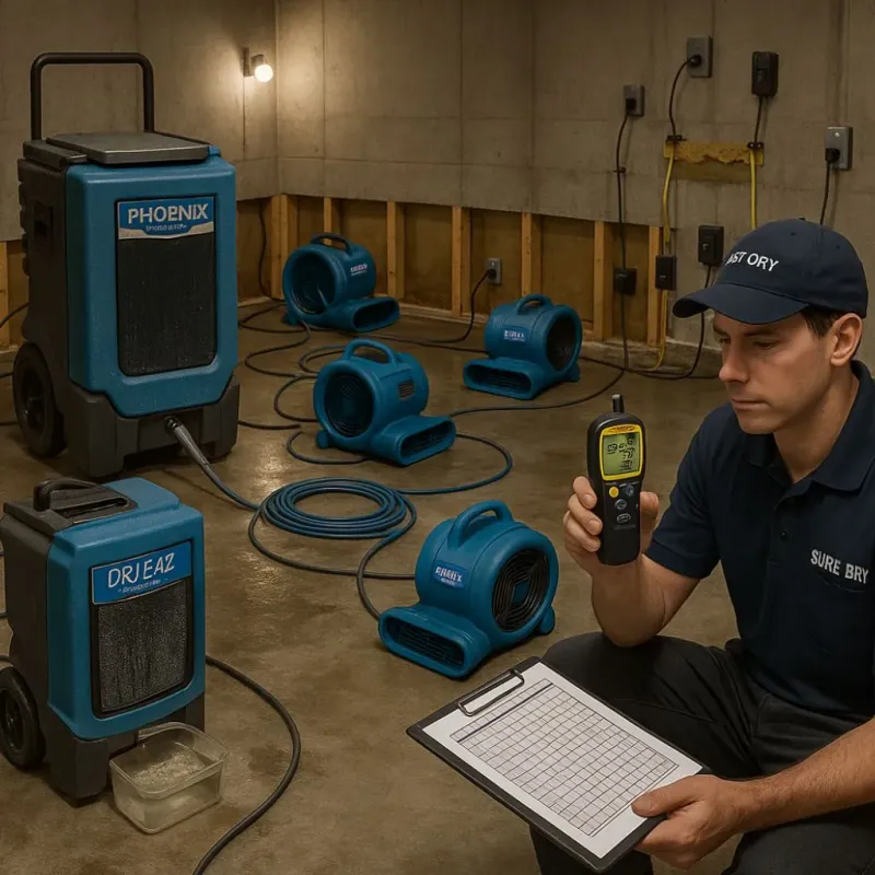 Structural Drying and Dehumidification process in Fergus Falls, MN